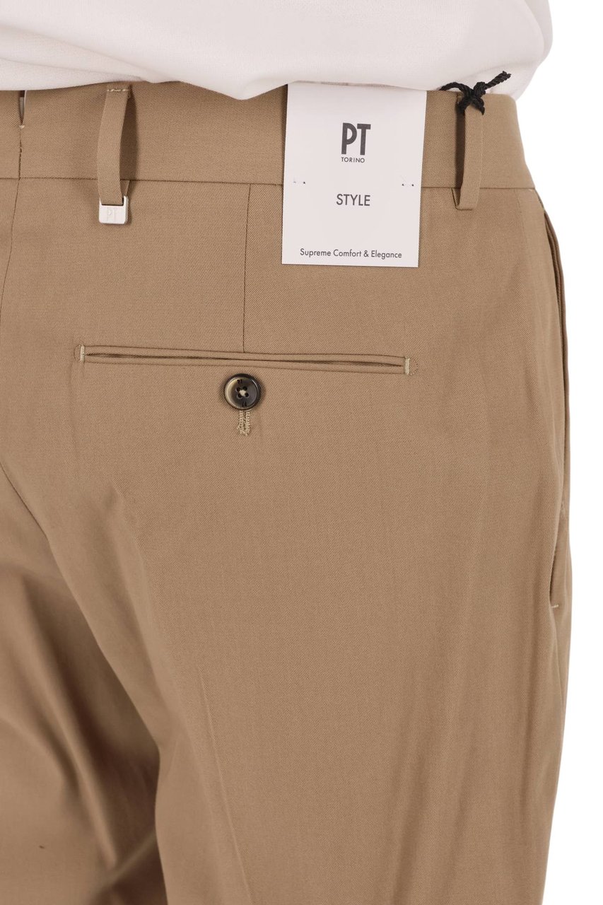 PT Torino Relaxed Fit Trousers in Deluxe Cotton Blend Bruin