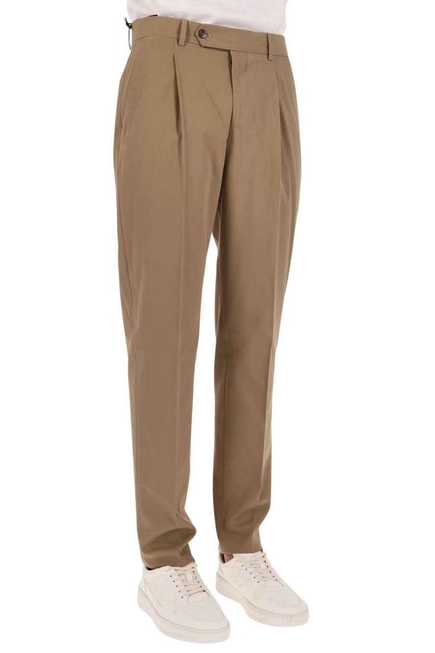 PT Torino Relaxed Fit Trousers in Deluxe Cotton Blend Bruin