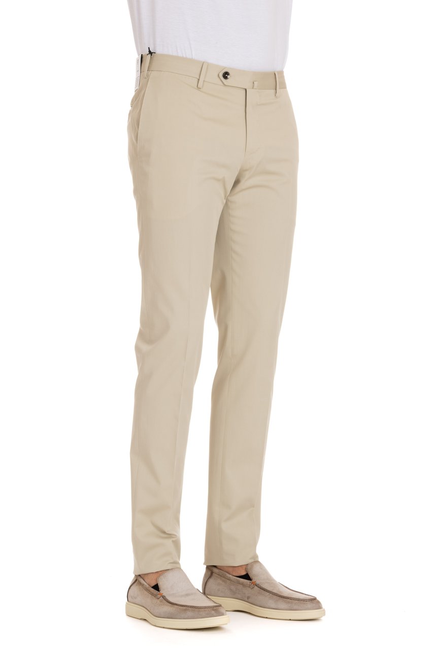 PT Torino Super Slim Cotton-Silk Trousers Neutraal