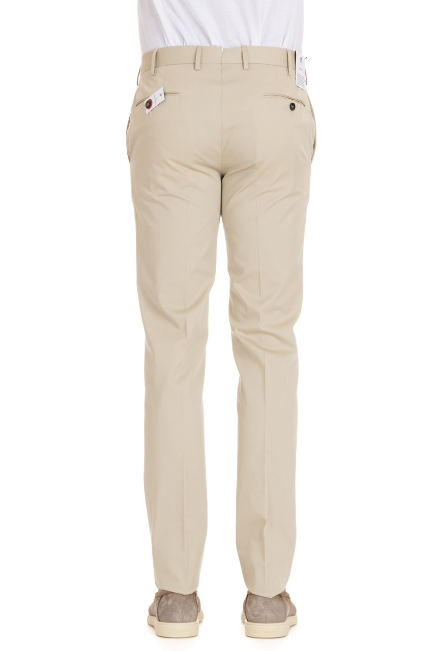 PT Torino Super Slim Cotton-Silk Trousers Neutraal