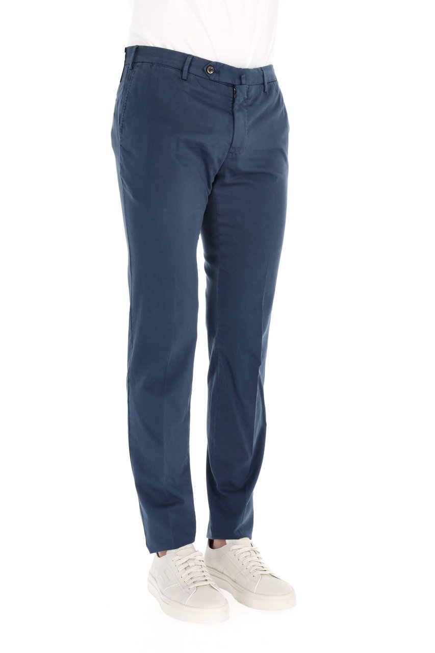 PT Torino Super Slim Fit Cotton-Silk Trousers Groen