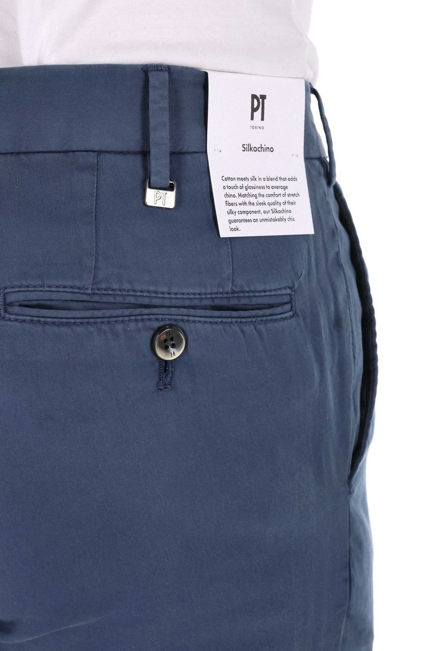 PT Torino Super Slim Fit Cotton-Silk Trousers Groen
