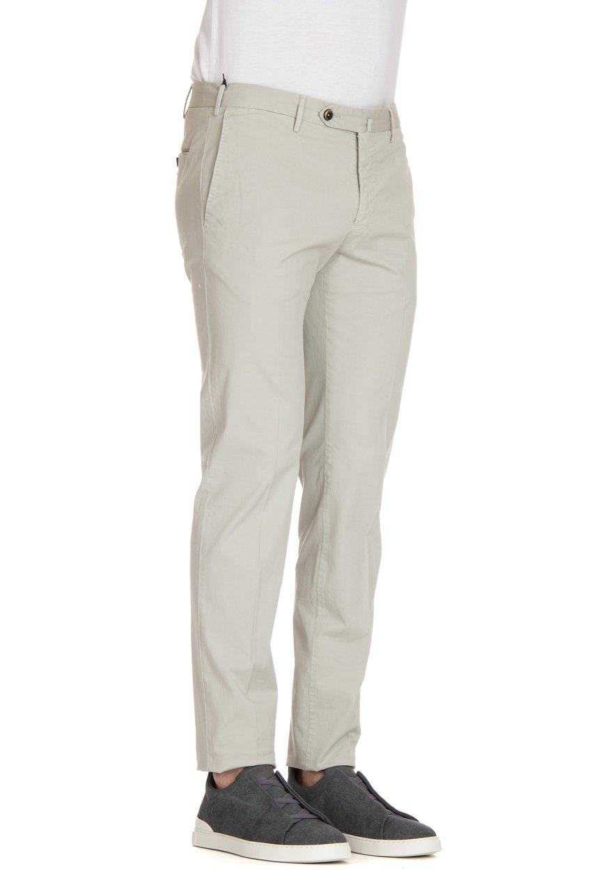 PT Torino Super Slim Fit Cotton Gabardine Trousers Grijs