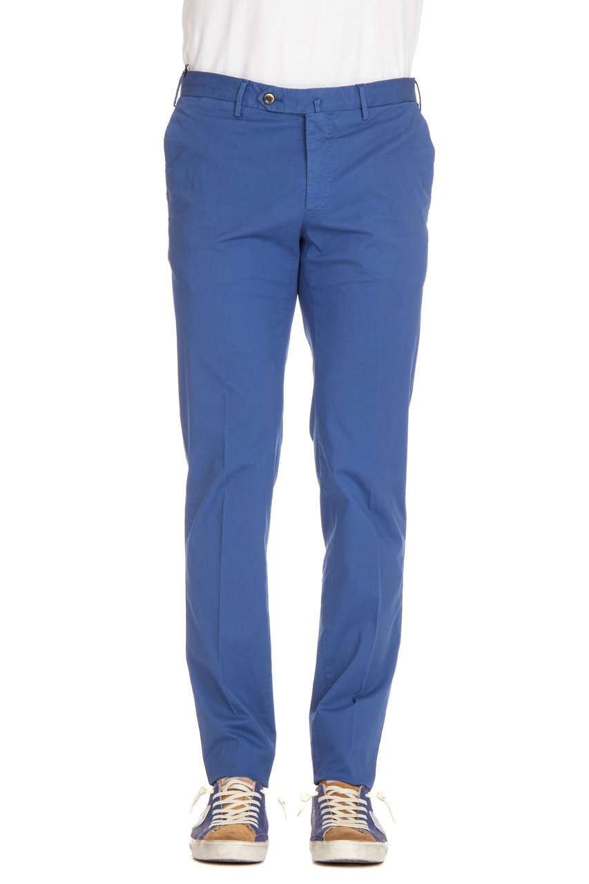 PT Torino Super Slim Cotton Gabardine Trousers Blauw