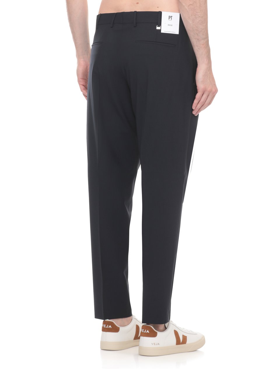 PT Torino Blue Welt Pockets Wool Formal Pants Zwart