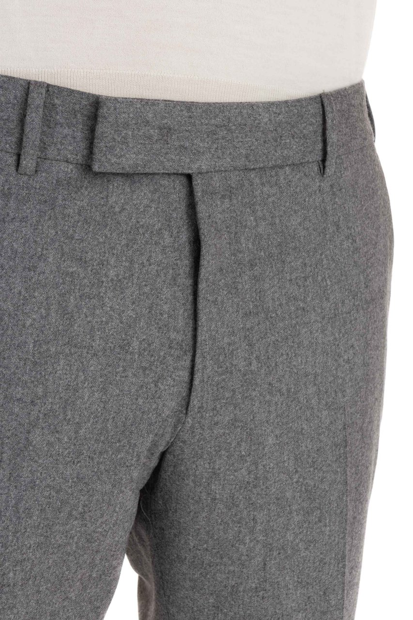 PT Torino Flannel Wool-Cashmere Rebel Fit Trousers Grijs