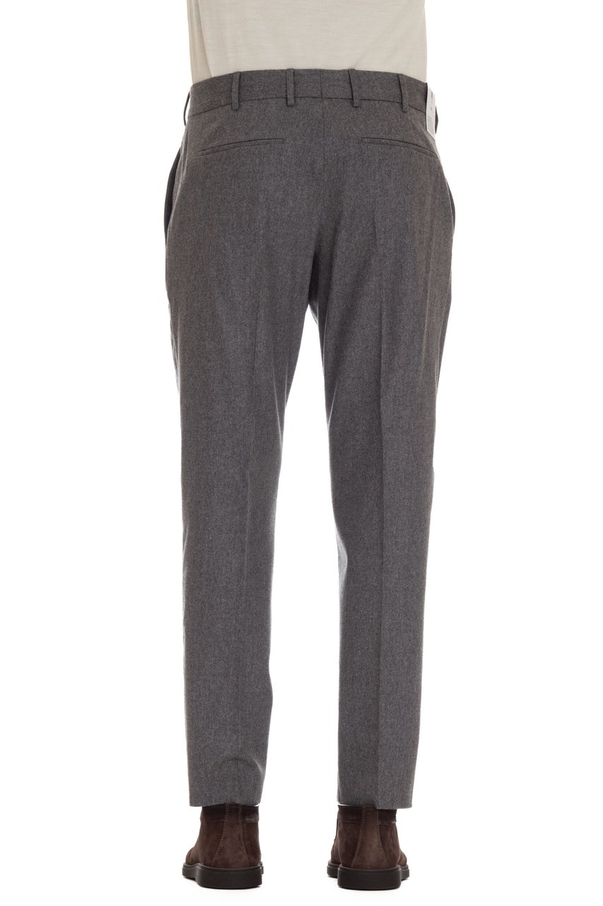 PT Torino Flannel Wool-Cashmere Rebel Fit Trousers Grijs