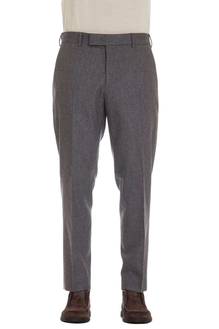 PT Torino Flannel Wool-Cashmere Rebel Fit Trousers Grijs