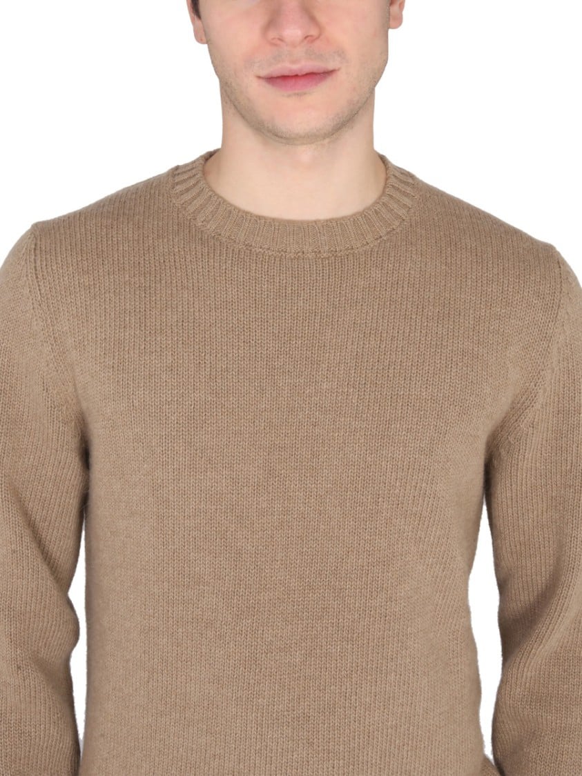 PT Torino Cross-Neck Ribbed Knit Sweater Roze