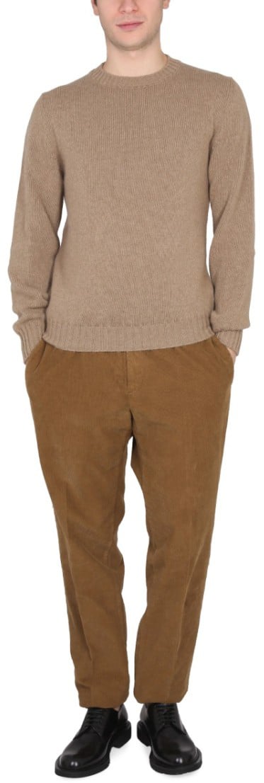 PT Torino Cross-Neck Ribbed Knit Sweater Roze