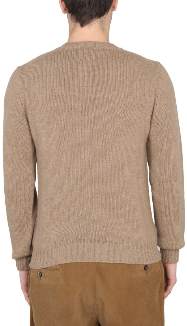 PT Torino Cross-Neck Ribbed Knit Sweater Roze