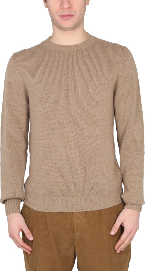 PT Torino Cross-Neck Ribbed Knit Sweater Roze