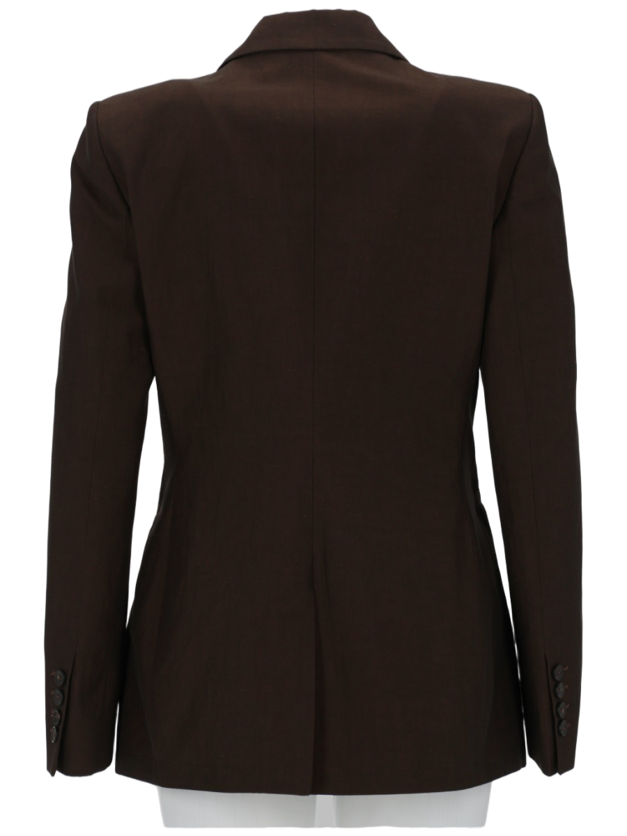 PT Torino Dark Brown Romy Cotton Linen Blazer Zwart