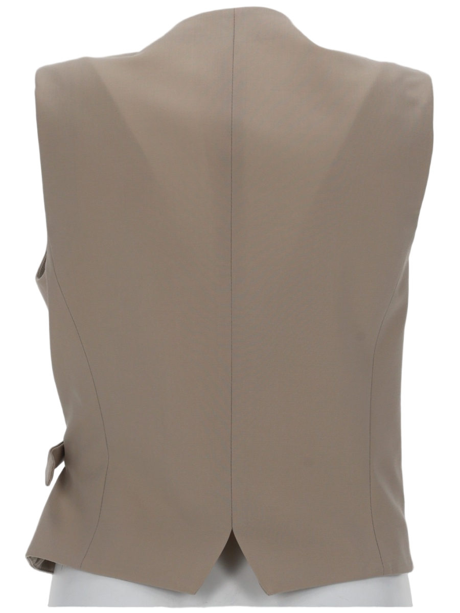 PT Torino Angela Wrap Vest Buckle Accent Virgin Wool Blazer Bruin