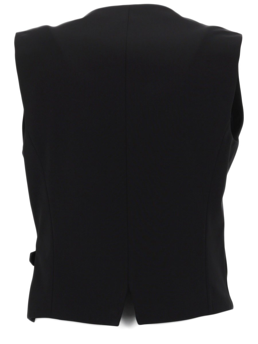 PT Torino Angela Virgin Wool Wrap Gilet Zwart