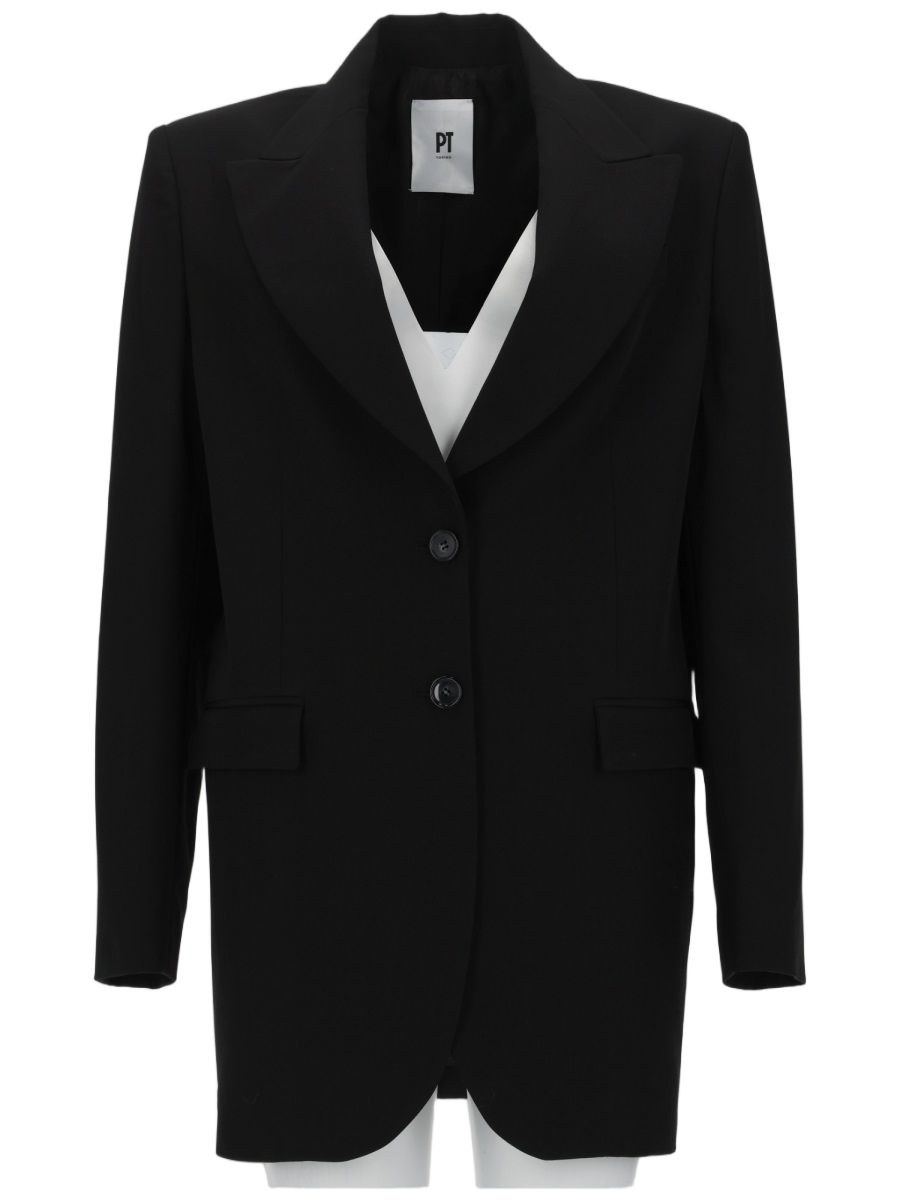 PT Torino Victoria Virgin Wool Oversized Blazer Zwart