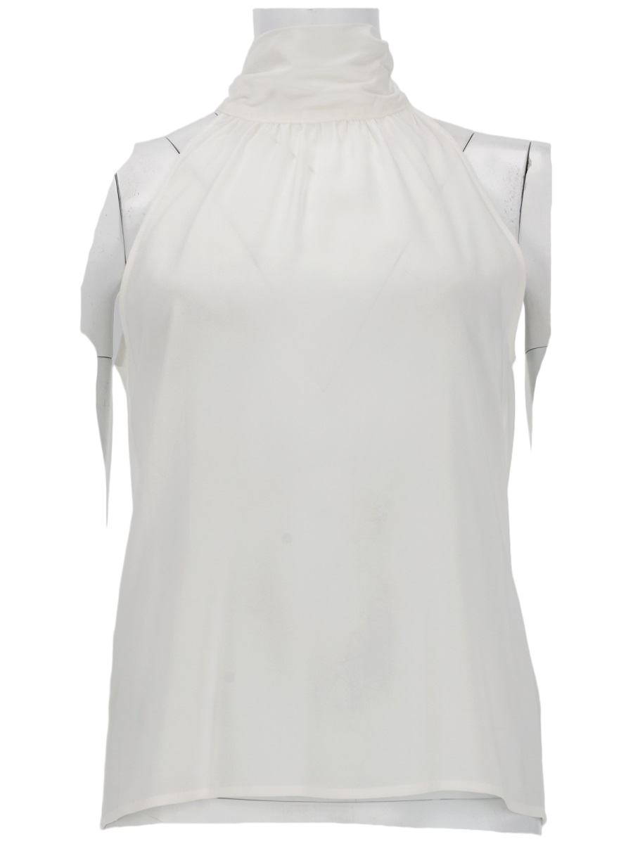 PT Torino Anita High Gathered Neckline Viscose Tank Top Wit