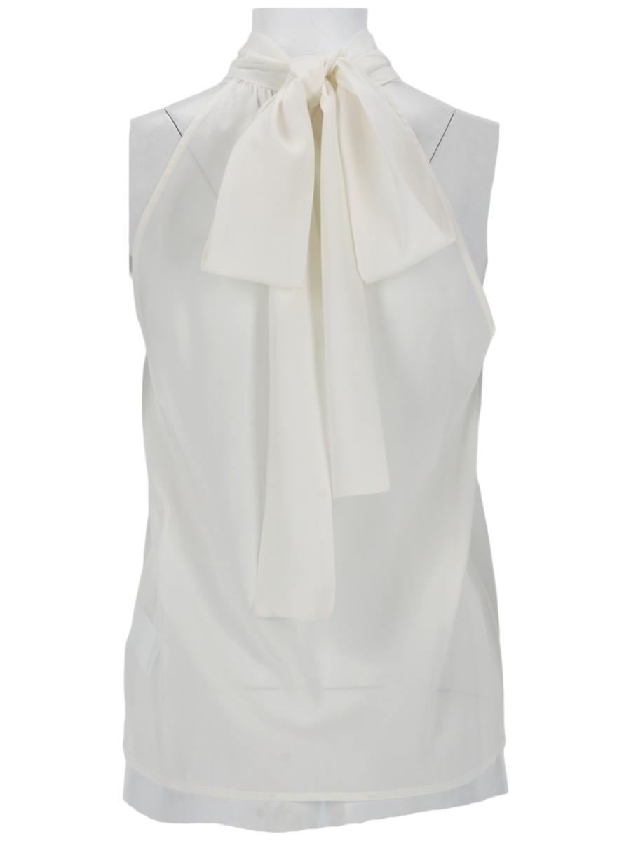 PT Torino Anita High Gathered Neckline Viscose Tank Top Wit