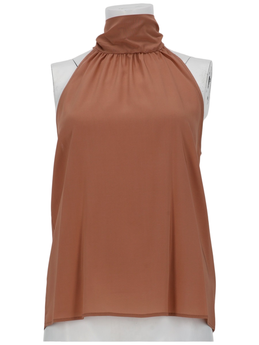 PT Torino Anita Viscose-Blend High Neck Top Bruin
