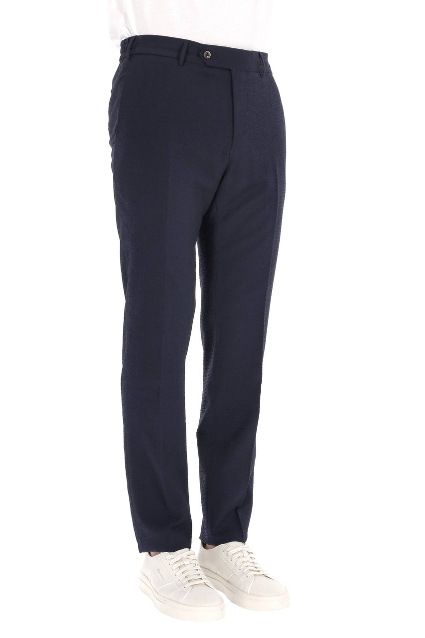PT Torino Slim Jogger Virgin Wool Embossed Trousers Zwart