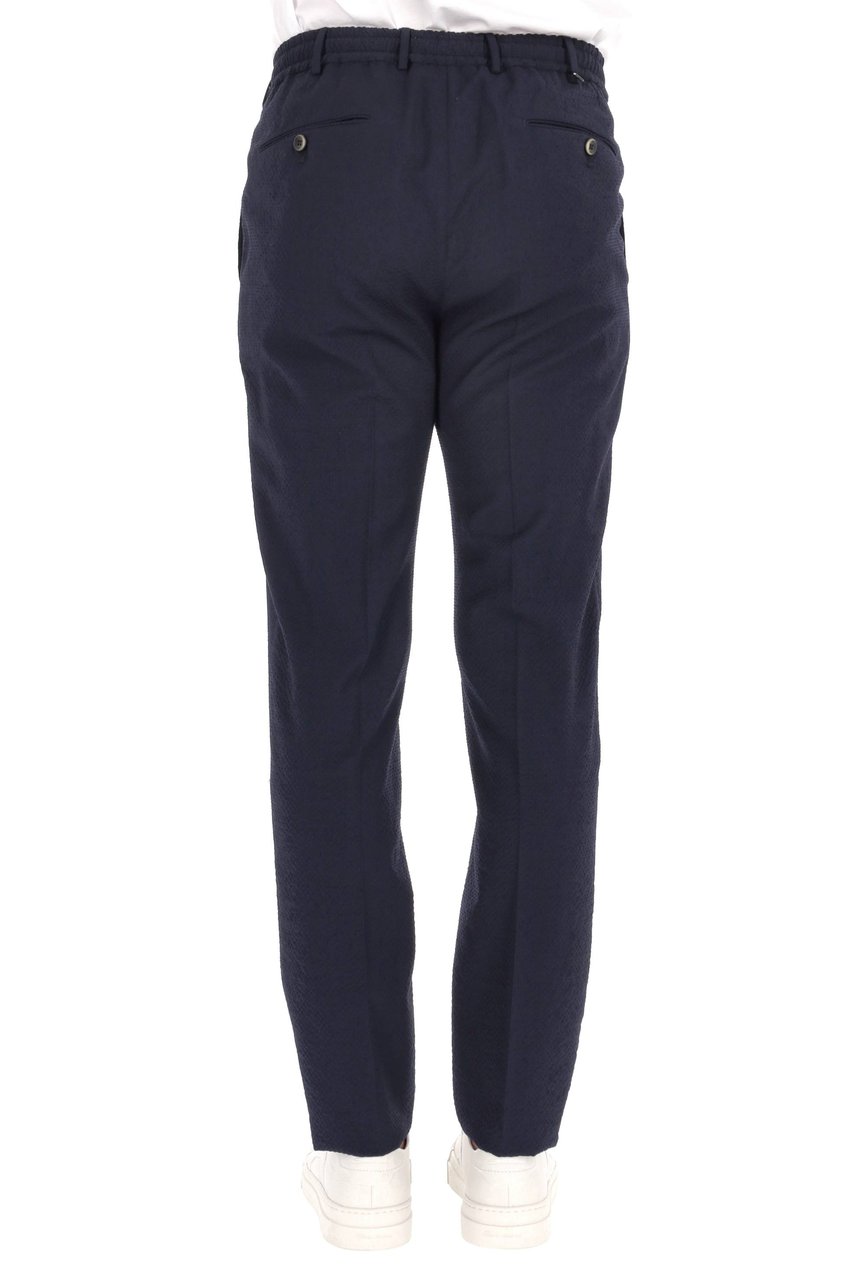 PT Torino Slim Jogger Virgin Wool Embossed Trousers Zwart