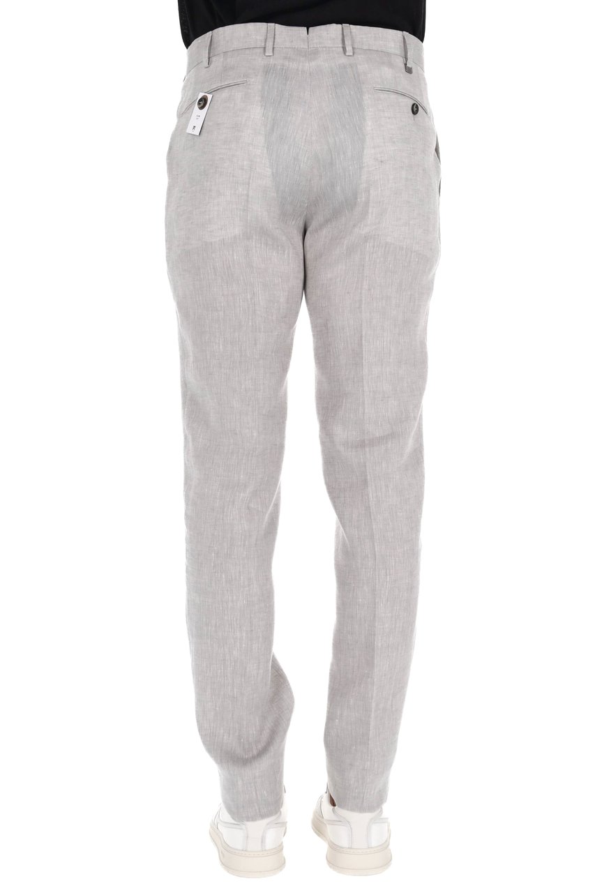 PT Torino Slim Fit Pure Linen Trousers Wit