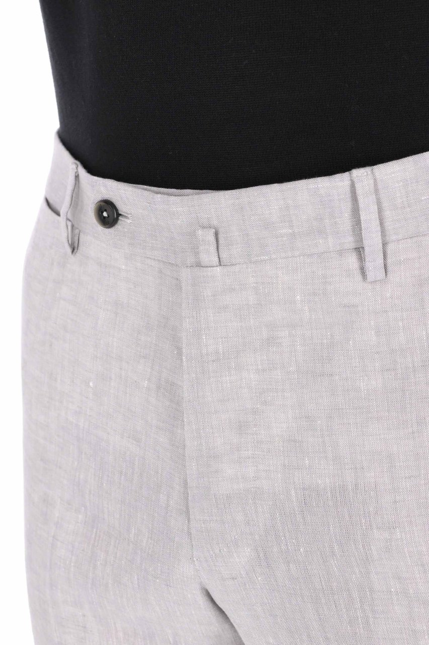 PT Torino Slim Fit Pure Linen Trousers Wit