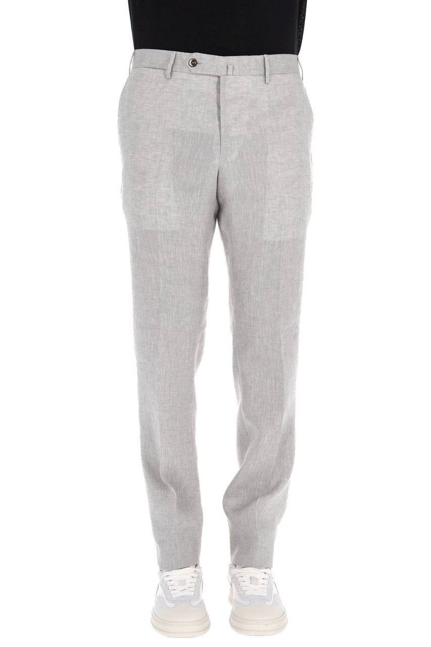PT Torino Slim Fit Pure Linen Trousers Wit