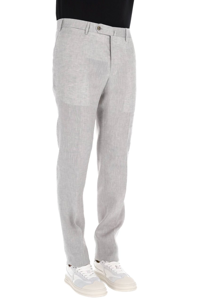 PT Torino Slim Fit Pure Linen Trousers Wit
