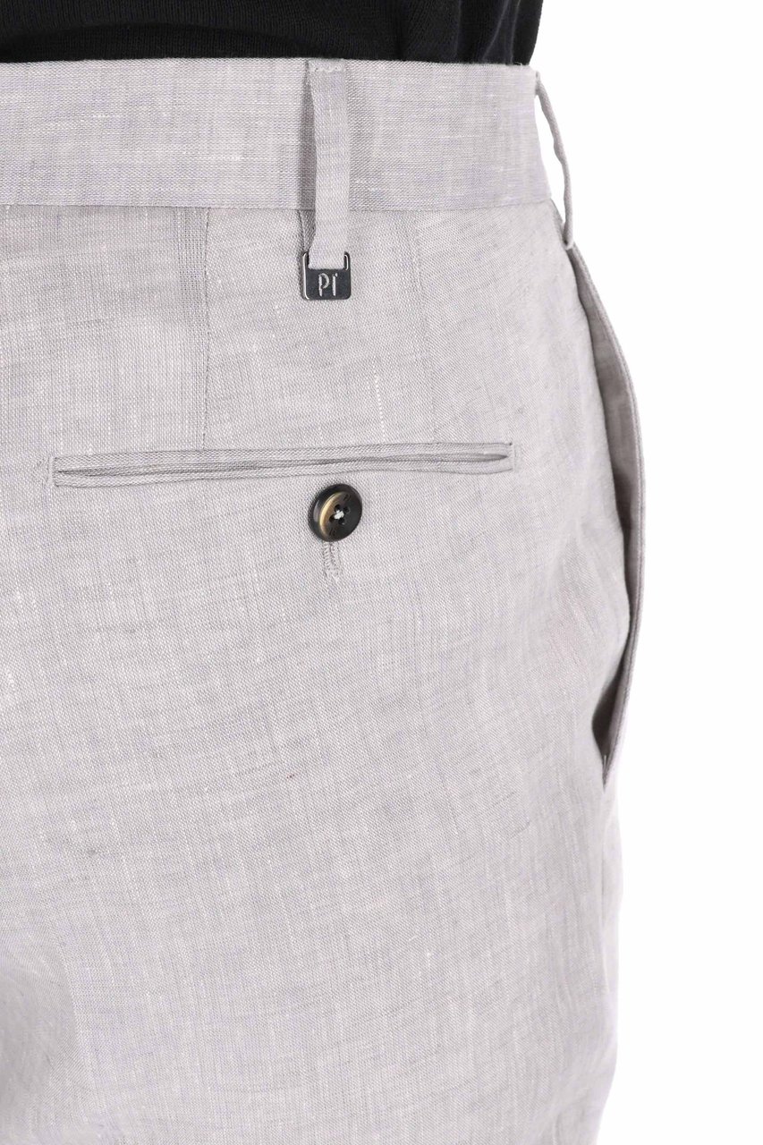 PT Torino Slim Fit Pure Linen Trousers Wit
