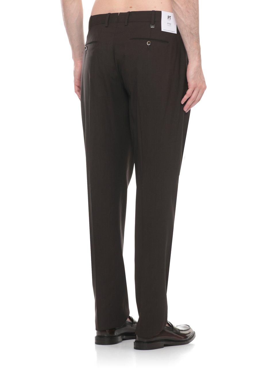 PT Torino Dark Brown Zip Fastening Pants Zwart