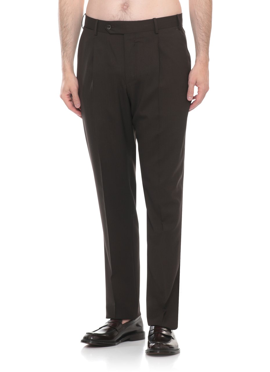 PT Torino Dark Brown Zip Fastening Pants Zwart