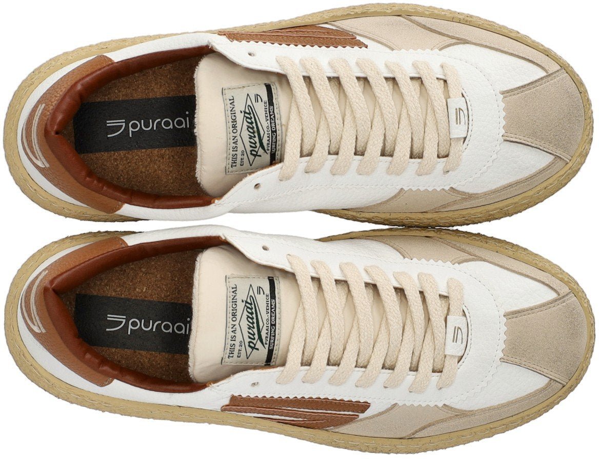 Puraai PURAAI 1.01 VINTAGE BISCOTTO SNEAKER Wit