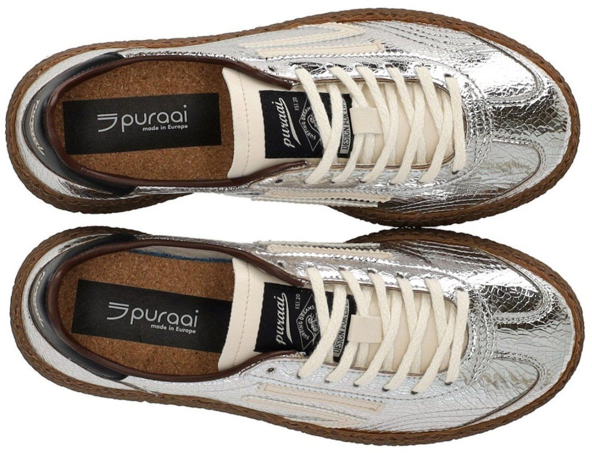 Puraai PURAAI 6.01 XS CRACKED SNEAKER Zilver