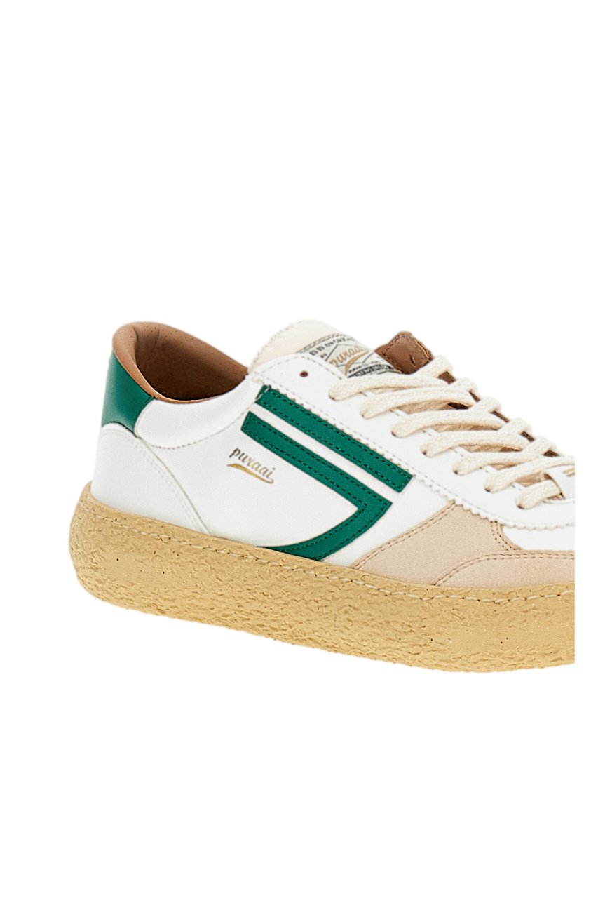 Puraai Panelled Vegan Leather Low-Top Sneakers Wit