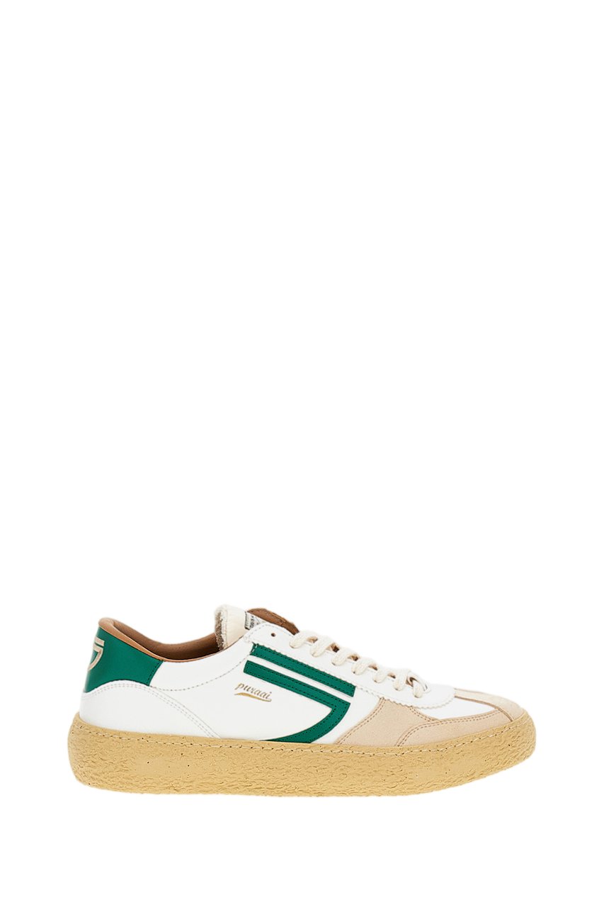 Puraai Panelled Vegan Leather Low-Top Sneakers Wit