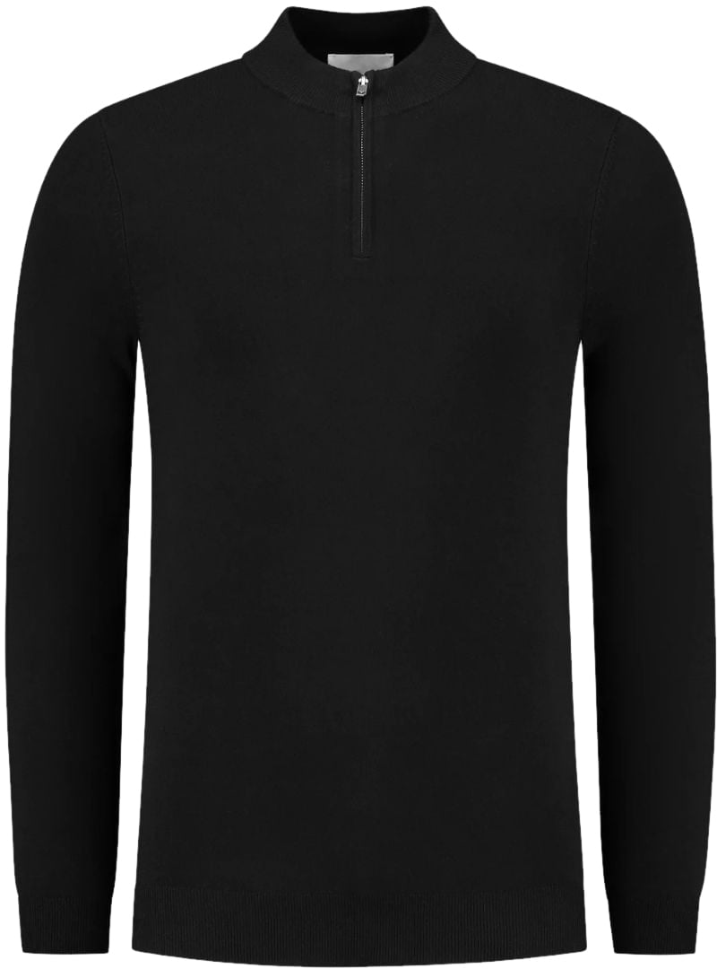 Pure Path Pure Path Essential Knitwear Half Zip Sweater Black Zwart