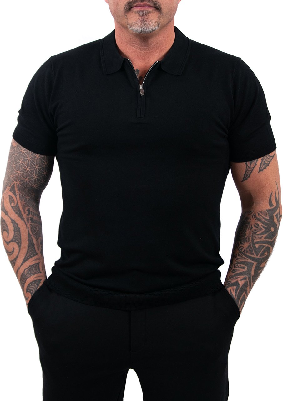 Pure Path Pure Path Zip Knitted Polo Zwart