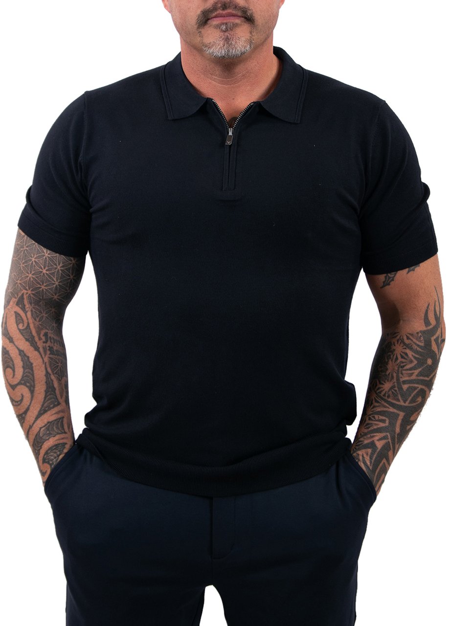 Pure Path Pure Path Zip Knitted Polo Blauw