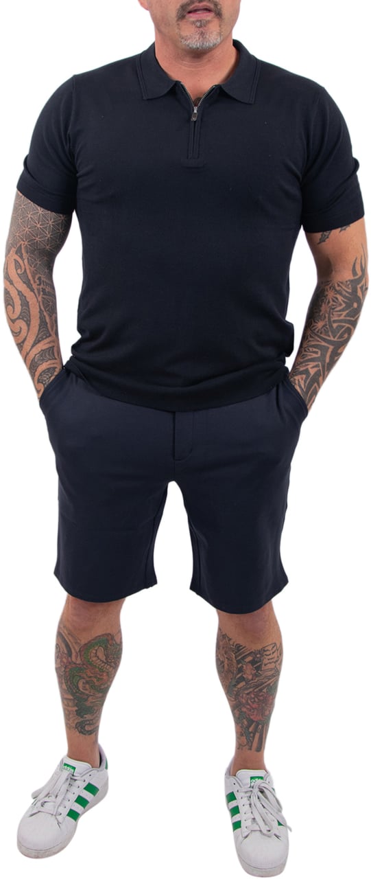 Pure Path Pure Path Zip Knitted Polo Blauw