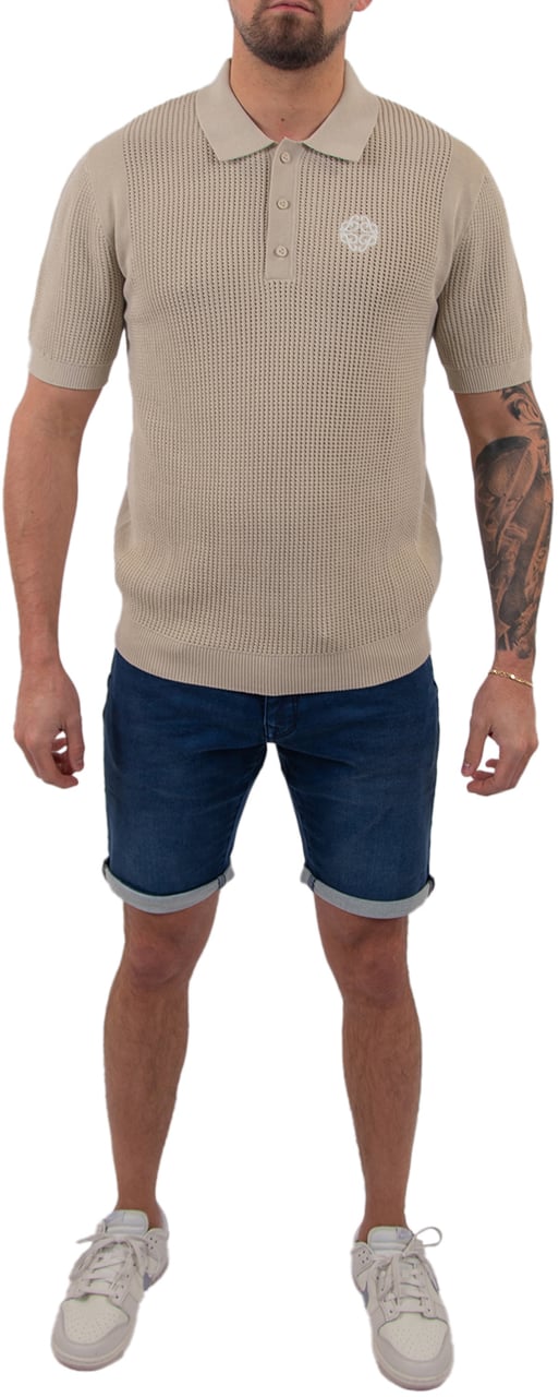 Pure Path Pure Path Openwork Knitted Polo Beige