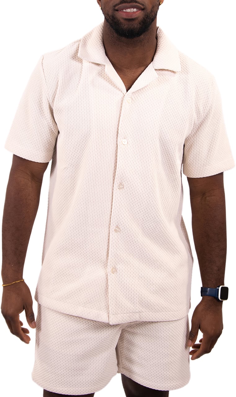 Pure Path Honeycomd Shortsleeved Shirt Beige