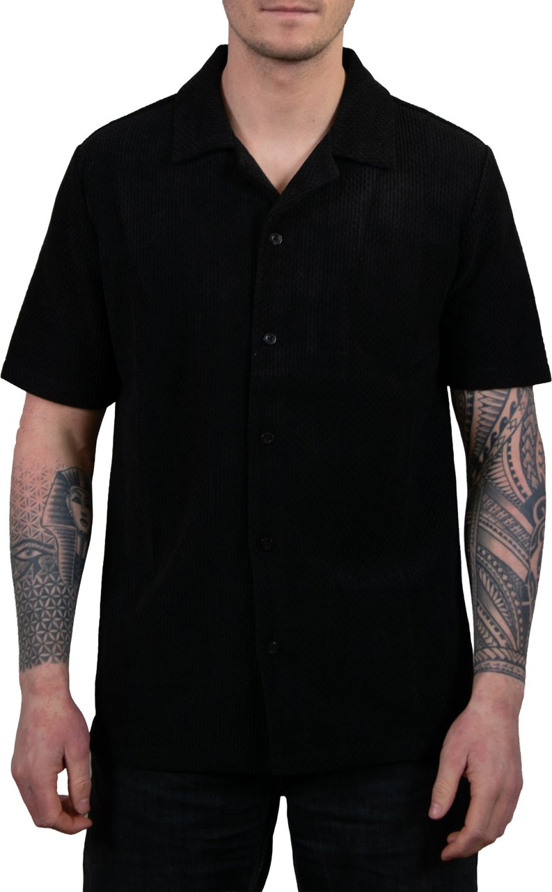 Pure Path Pure Path Regular Fit Shortsleeve Shirts Zwart
