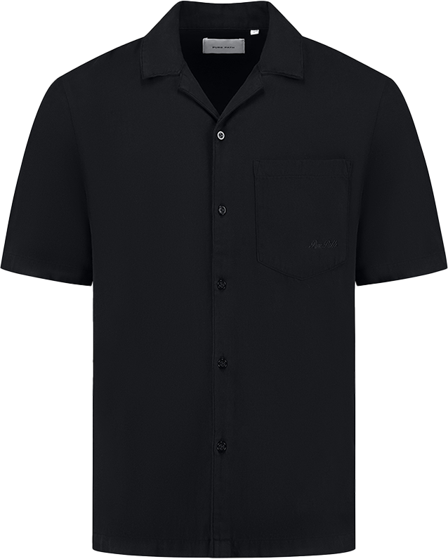 Pure Path Pure Path Regular Fit Shortsleeve Shirts Zwart