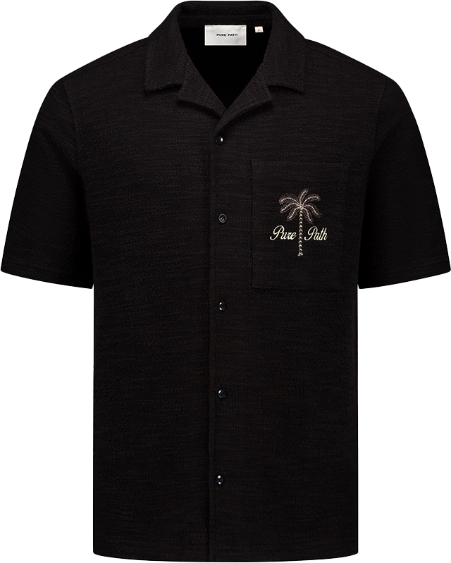 Pure Path Pure Path Regular Fit Shortsleeve Shirt Zwart