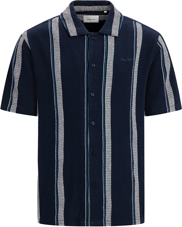 Pure Path Pure Path Loose Fit Shortsleeve Shirts Blauw