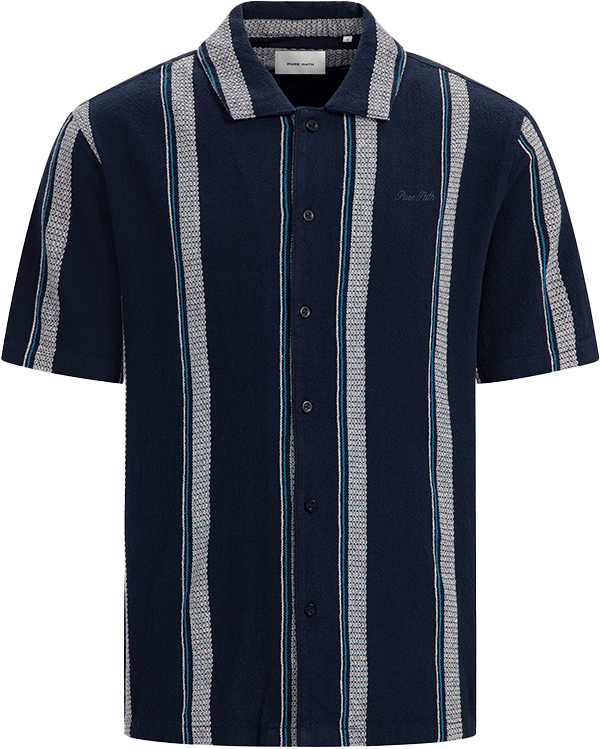 Pure Path Pure Path Loose Fit Shortsleeve Shirts Blauw