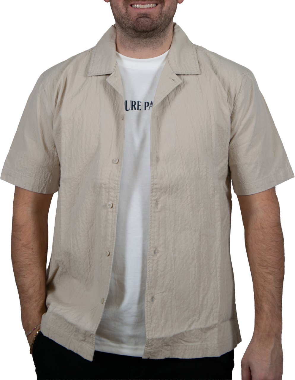 Pure Path Overshirt Korte Mouw Beige