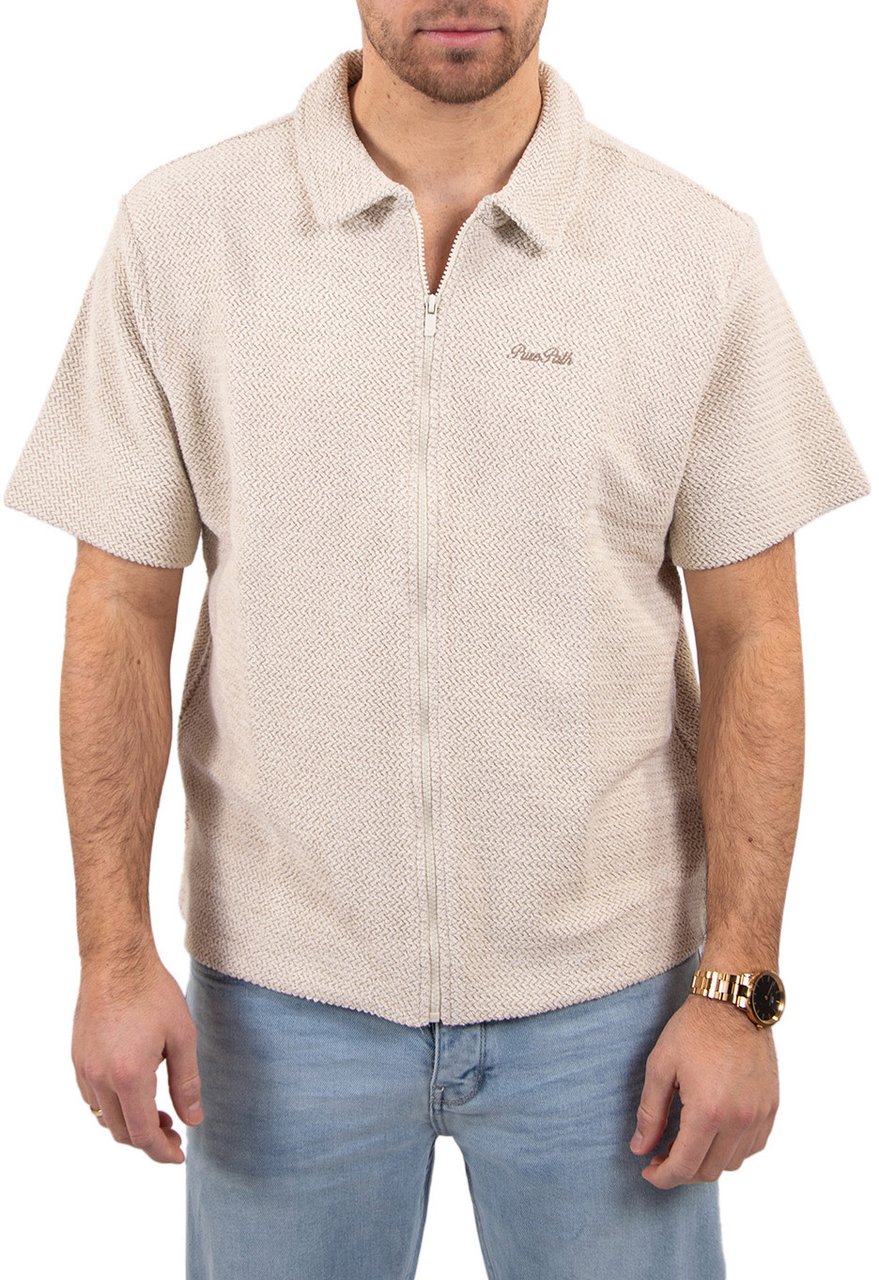 Pure Path Pure Path Structured Shortsleeved Shirt Beige
