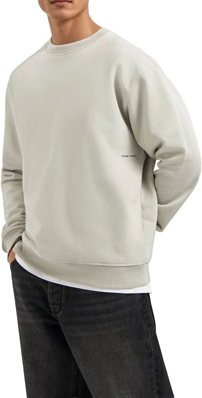 Pure Path Loose Fit Crewneck LS Sweaters Grijs